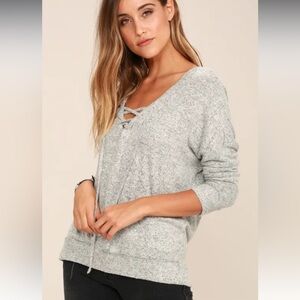 Slow Motion Heather Grey Lace-Up Hoodie